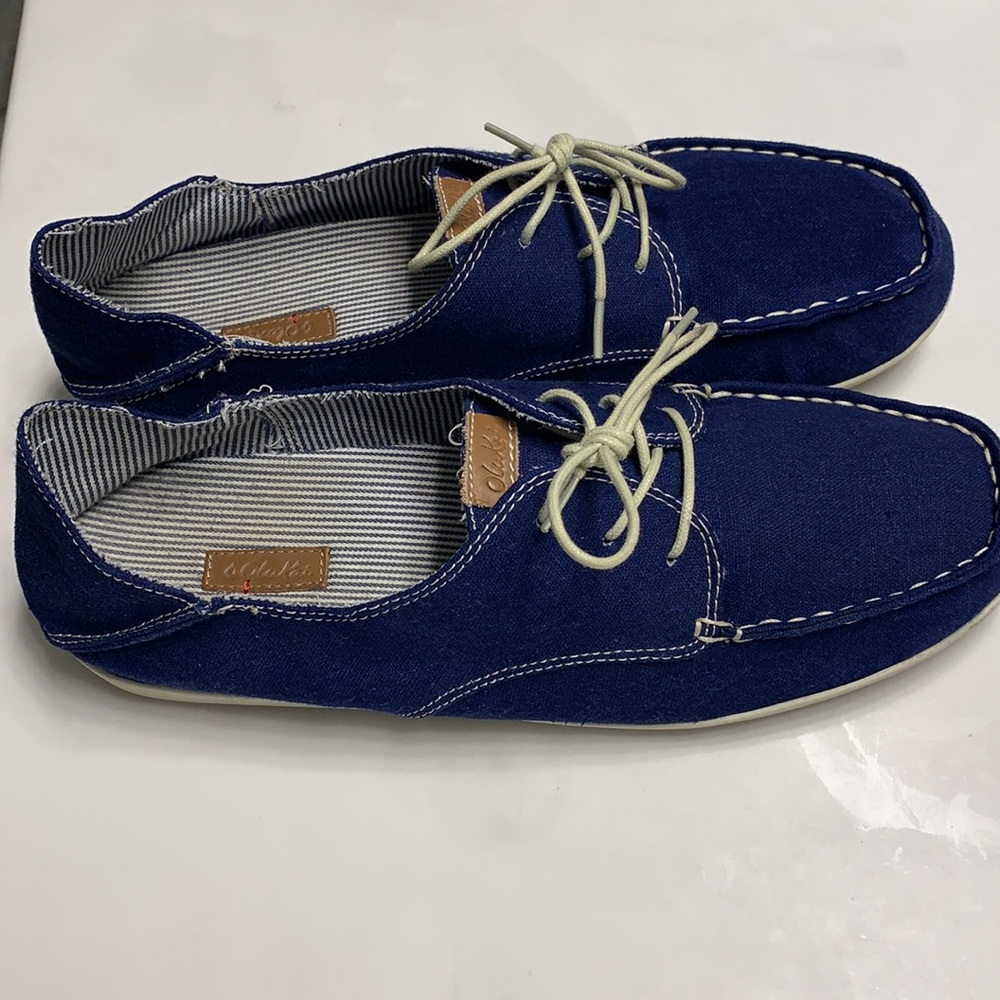 Olukai Helbuna Distressed Blue Canvas Loafers
